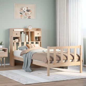 vidaXL Cama Con Estanter&iacute;a Sin Colch&oacute;n Madera Maciza De Pino 90x190 Cm Vidaxl