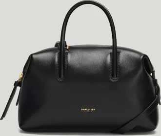 DeMellier The Small Stockholm in Black Fine Grain Leather Top handle bag
