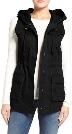 Matty M Matty M Hooded Military Vest in Black at Nordstrom Rack, Size X-Small
