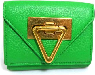 Bottega Veneta Green Leather Wallet (Tri-Fold) (Pre-Owned)