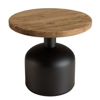 Macabane Mesa auxiliar redonda 50 x 50 cm, madera de pino reciclado
