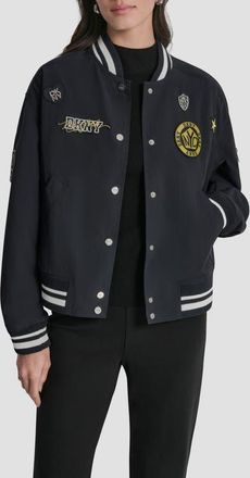 DKNY 1989 Pins & Patches Varsity Jacket in Navy at Nordstrom, Size Xx-Small