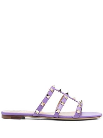 Valentino Garavani Rockstud flat sandals - Purple