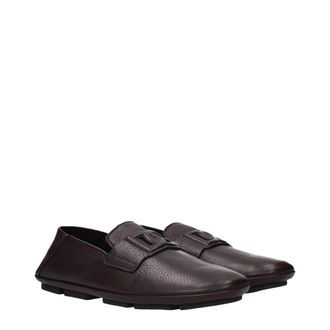Dolce & Gabbana Mens Brown Leather Slip-On Loafers