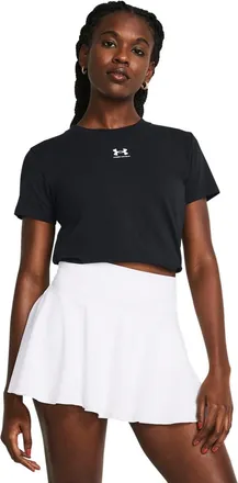 Under Armour T-Shirt UNDER ARMOUR UA RIVAL CORE SS, Damen, Gr. L, weiss (schwarz,, wei&szlig;), Obermaterial: 57% Baumwolle, 38% Polyester, 5% Elasthan, Rundhals, Shirts