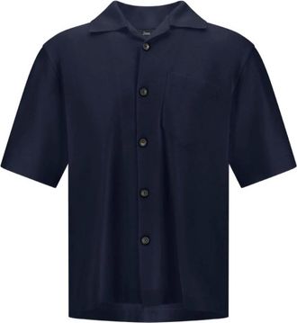 Herno Overhemden, Heren, Blauw, XL, Katoen, Short Sleeve Shirts