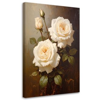 Feeby Cuadro Sobre Lienzo, Rosas Crema, Flores, 80x120