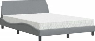 vidaXL Cama Con Colch&oacute;n Tela Gris Claro 140x190 Cm Vidaxl