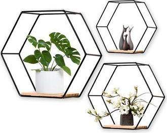 OEM Estantes De Pared Hexagonales De Metal, Juego De 3, Estantes Colgantes Decorativos, Estantes De Pared Para Loft, Estantes Para Decoraci&oacute;n De Pared