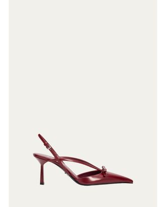 Prada 75mm Strappy Leather Slingback Pumps