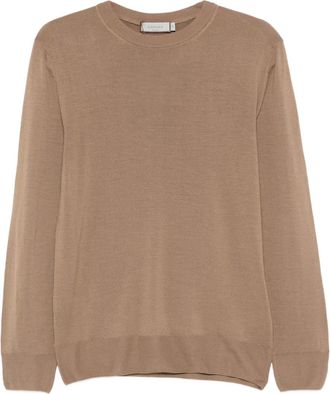 Canali T-shirt girocollo in lana - Marrone