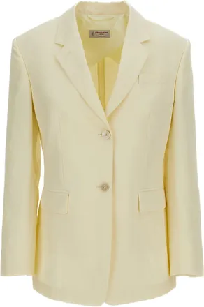 Alberto Biani White Linen-Blend Single-Breasted Blazer