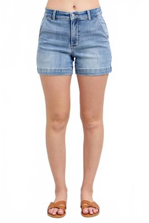 Judy Blue High Waisted Denim Trouser Shorts In Medium Wash
