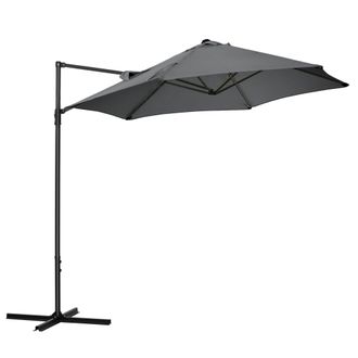 OUTSUNNY 2.5M Offset Roma Patio Umbrella W/ 360&deg; Rotation and Base - Dark Grey | TJ Hughes