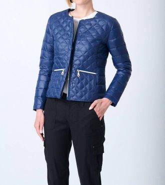 Anorak Diamond Quilted Puffer Jacket In Blue Spruce