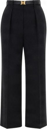 Elisabetta Franchi Black Straight Flat Front Pant
