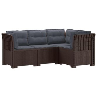 vidaXL Divano Da Giardino 4 Posti Con Cuscini Aspetto Rattan Pp Vidaxl