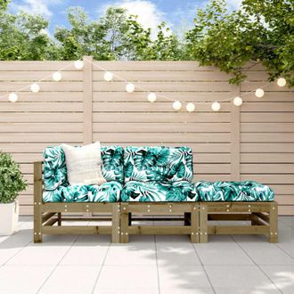 vidaXL Set Divani da Giardino 3pz con Cuscini Legno Impregnato di Pino - Vidaxl
