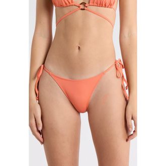 PacSun Ari Side Tie Bikini Bottoms in Coral at Nordstrom, Size X-Small