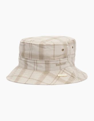 Barbour Mens Barbour Tartan Transport Bucket Hat BE31 Mist Printed Tartan - White - Size: L