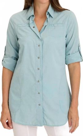 Xcvi Reporter Snap-Up Shirt In Ocean Front