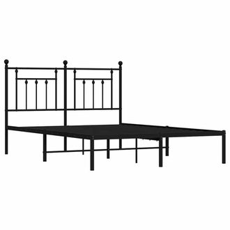Berkfield Home Metal Bed Frame with Headboard Black 150x200 cm King Size