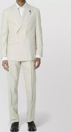 Lardini double breasted peak lapel straight leg suit