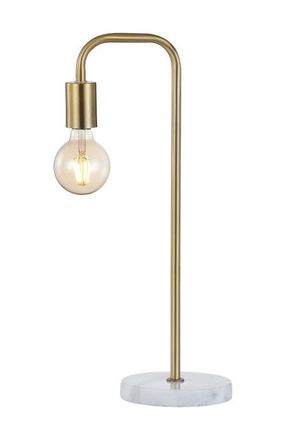 Jonathan Y Designs Axel 20.5 Minimalist Glam Gold Pipe Metal/Marble LED Table Lamp, Brass Gold in Brass Gold/white at Nordstrom