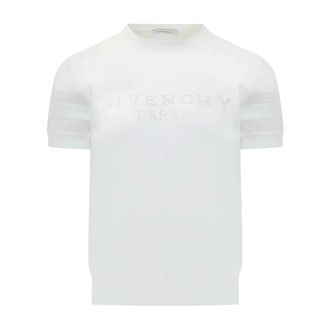 Givenchy Round-neck Knitwear, male, White, Size: L Mesh Panel Sweater