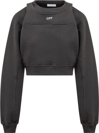 Off-white Logo Detail Katoenen Sweatshirt - Dames - Sweatshirts - Zwart - S - Katoen - Hoodies & sweatvesten