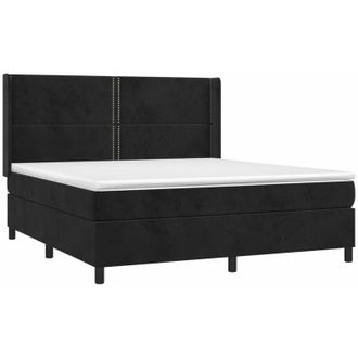 vidaXL Vidaxl - Cama Box Spring Con Colch&oacute;n Terciopelo Negro 180x200 Cm
