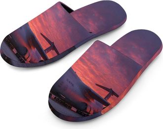 Generic C-5 Galaxy Transport Plane Us Air Force Airplane Mens Slippers Warm Non-Slip Houes Shose Spa Slipper for Home Bedroom