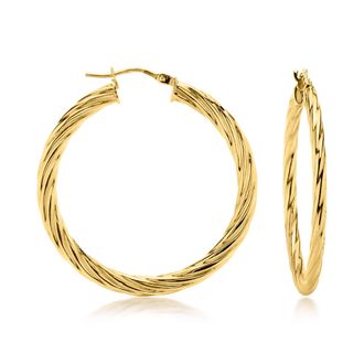 Ross-Simons Italian 10kt Yellow Gold Flat Twisted Hoop Earrings
