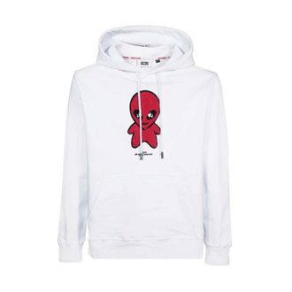 GCDS Hoodies, male, White, Size: 2XL Cotton Hoodie Front Patch 100% Cotton