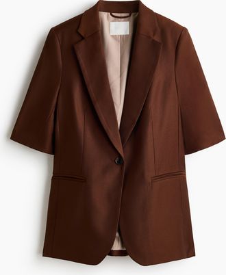 H&M Blazer mit Kurzarm - Dunkles Rostbraun
