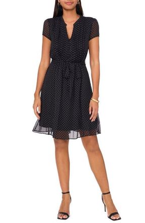 Chaus Polka Dot Pintuck Chiffon Dress in Black/white at Nordstrom, Size 10