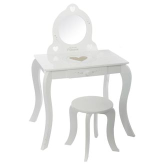 Atmosphera Tocador + Taburete Infantil Perfecto Para Maquillarte O Disfrazarte. - 71,5 X 50,5 X 91 Cm / 38 X 38 X 33 Cm