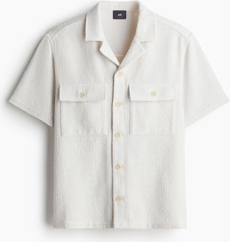 H&M Freizeithemd aus Bouclé in Regular Fit - White