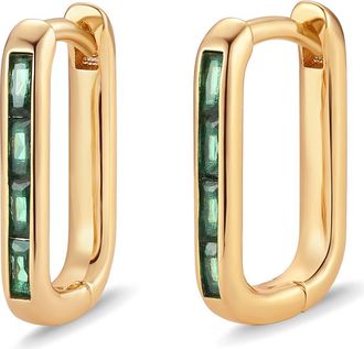 Brook & York Billie Birthstone Cubic Zirconia Hoop Earrings in Gold/may at Nordstrom