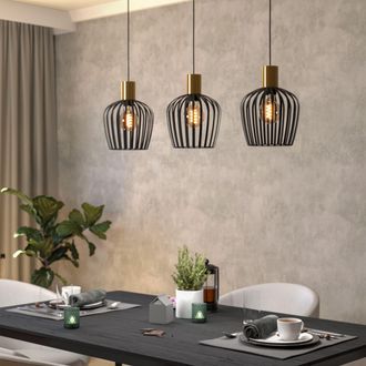 Eglo Eglo Empoli Black & Brushed Brass 3 Pendant Light WBS