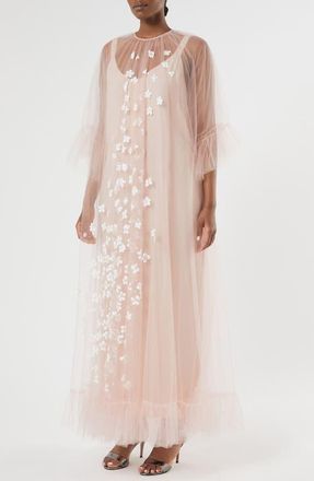 Marina Rinaldi Ecalante Sheer Maxi Dress in Pink at Nordstrom, Size 16W