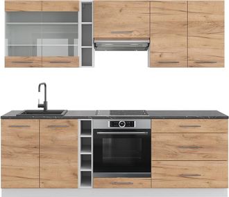 Vicco Mueble De Cocina Fame-line, Oro Potencia Roble/blanco, 235 Cm Sin Encimera