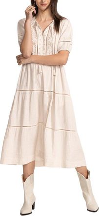 Johnny Was Tie Neck Midi Dress