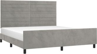 vidaXL Vidaxl - Estructura De Cama Con Cabecero Terciopelo Gris Claro 180x200cm