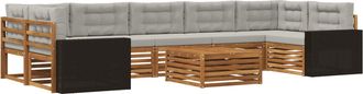 vidaXL Conjunto De Sof&aacute;s De Exterior 8 Uds. Natural Y Gris Claro Vidaxl