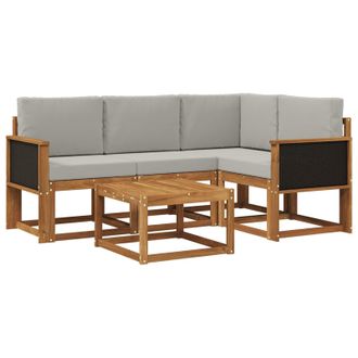 vidaXL Conjunto De Sof&aacute;s De Exterior 5 Pcs Natural Y Gris Claro Vidaxl
