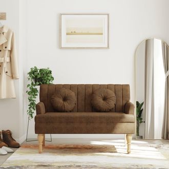vidaXL Banco Con Cojines Ante Sint&eacute;tico Marr&oacute;n 113x64,5x75,5 Cm Vidaxl