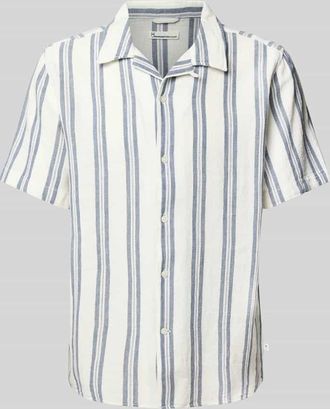 Knowledge Cotton Apparel Freizeithemd mit Knopfleiste in Dunkelblau, Gr&ouml;&szlig;e XL