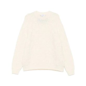 Off-white Round-neck Knitwear, male, Beige, Size: M Round-neck Knit Sweater