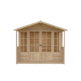 Shires Delmora 8x10 Shiplap Summerhouse with Veranda - L2992xW2456xH2174 mm in Light Brown